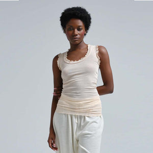 SEAMLESS BASIC Flounce top - Rosie Beige