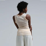 SEAMLESS BASIC Flounce top - Rosie Beige