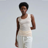 SEAMLESS BASIC Flounce top - Rosie Beige