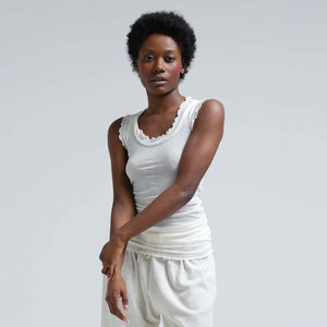 SEAMLESS BASIC Flounce top - Off White