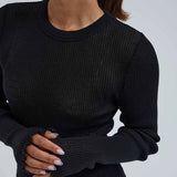 SEAMLESS BASIC Woolen Classic uld bluse - sort