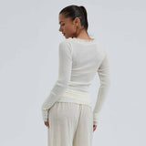 SEAMLESS BASIC Wooly Boat Neck bluse - off white