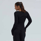 SEAMLESS BASIC Wooly Boat Neck bluse - sort