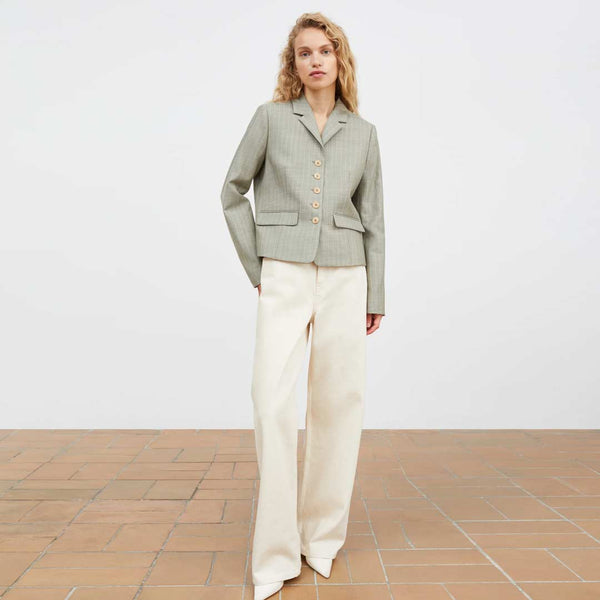 SKALL STUDIO Blond blazer jakke - light grey/ecru pinstripe