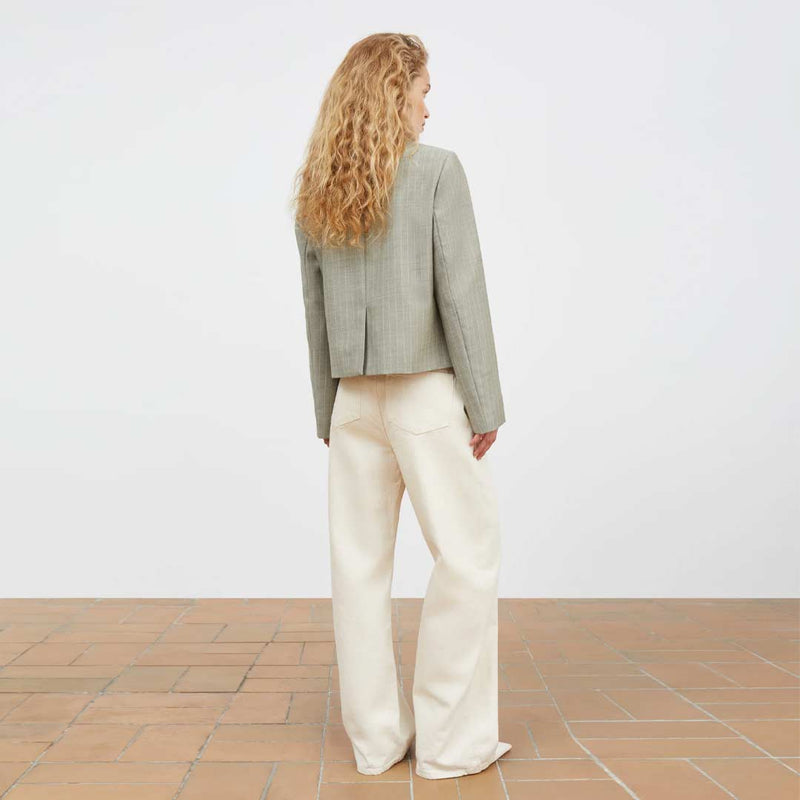 SKALL STUDIO Blond blazer jakke - light grey/ecru pinstripe