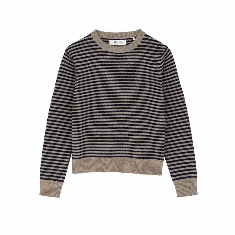 SKALL STUDIO Cameron jumper strik - Brown/Navy stripe