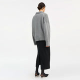 SKALL STUDIO Dean V-neck jumper strik - grey melange