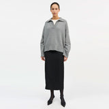 SKALL STUDIO Dean V-neck jumper strik - grey melange