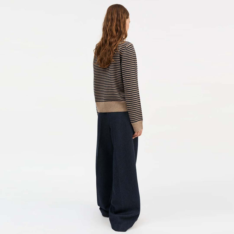 SKALL STUDIO Senna merino cardigan - brun/navy striber