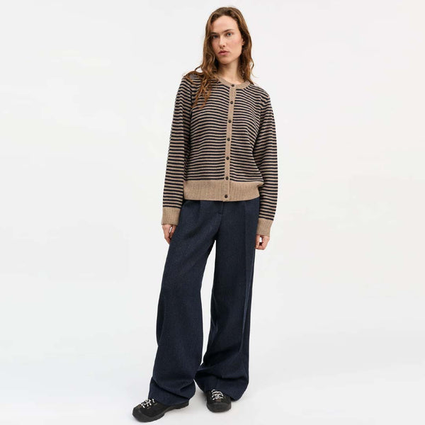 SKALL STUDIO Senna merino cardigan - brun/navy striber