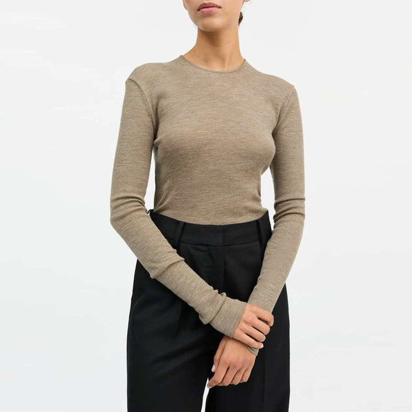 SKALL STUDIO Amy round neck bluse - brun