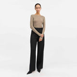 SKALL STUDIO Amy wide neck bluse - brun