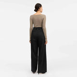 SKALL STUDIO Amy wide neck bluse - brun