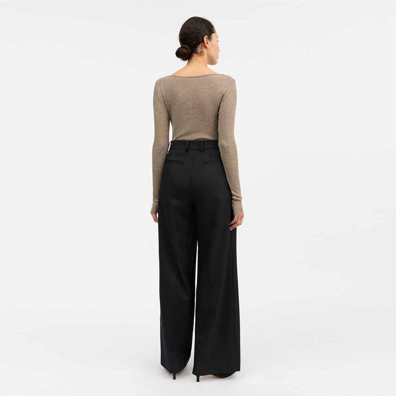 SKALL STUDIO Amy wide neck bluse - brun