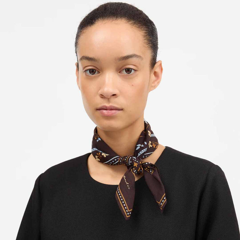 SKALL STUDIO Skall floral scarf 55x55 tørklæde - Dark brown
