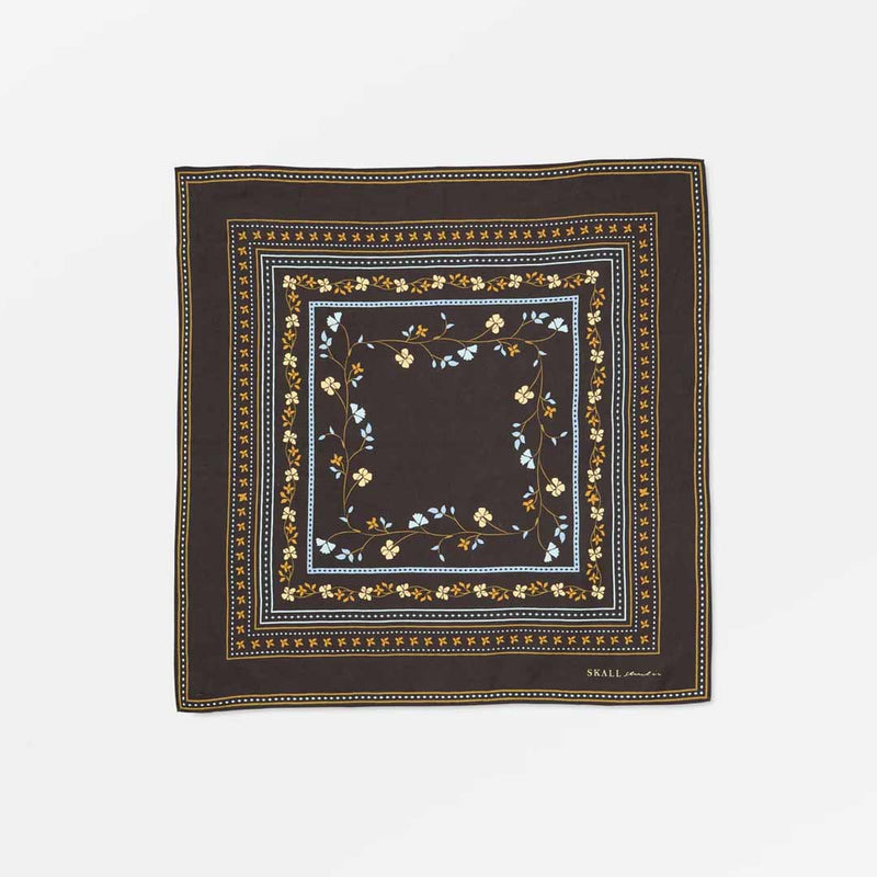 SKALL STUDIO Skall floral scarf 55x55 tørklæde - Dark brown