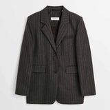SKALL STUDIO Joan blazer jakke - Brown/Black Pinstripe
