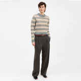 SKALL STUDIO Svala O-neck strik - Sand/Beige/Stormblue intarsia
