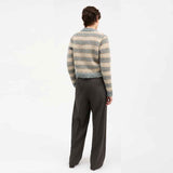 SKALL STUDIO Svala O-neck strik - Sand/Beige/Stormblue intarsia