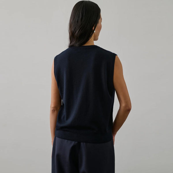 SOEUR Fargo Pullover vest - Navy merino