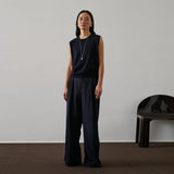 SOEUR Fargo Pullover vest - Navy merino