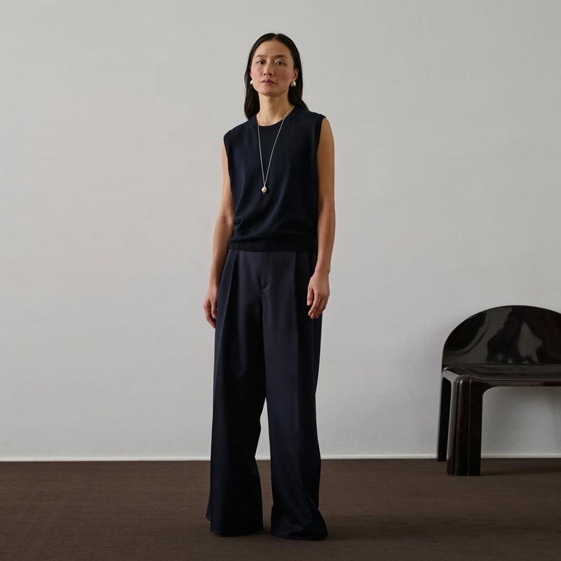 SOEUR Fargo Pullover vest - Navy merino
