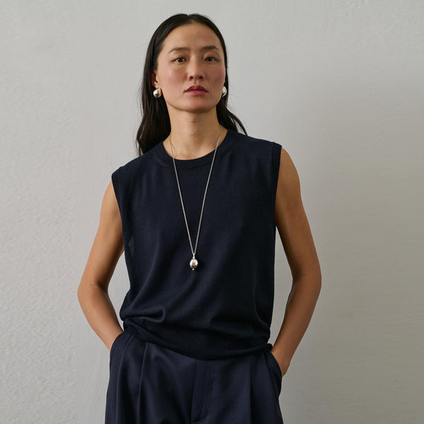 SOEUR Fargo Pullover vest - Navy merino