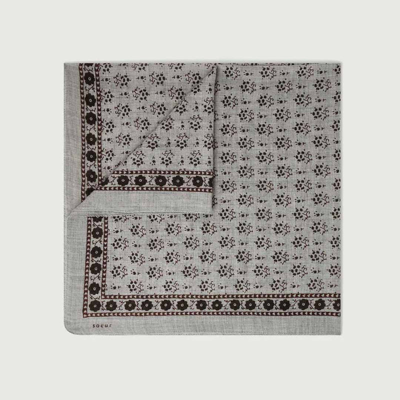 SOEUR Foulard Twill tørklæde - Gris Clair/vert