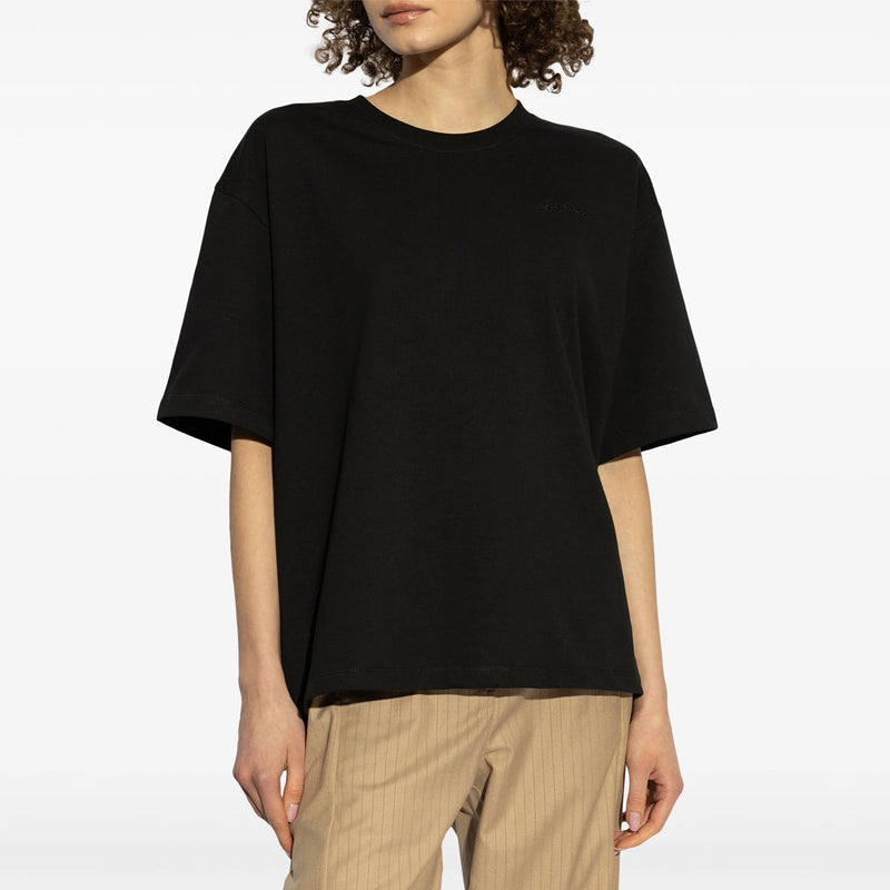 GANNI T4168 heavy cotton drop shoulder open back t-shirt - phantom sort