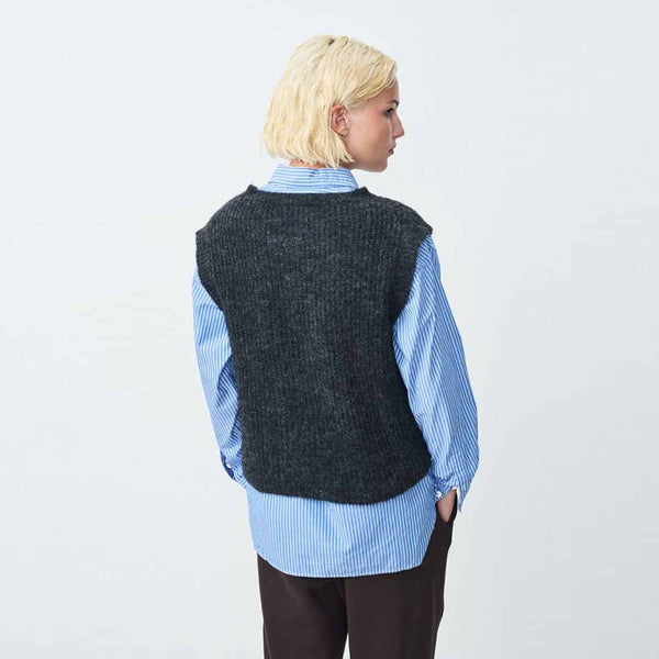 AMERICAN VINTAGE EAST19M strik vest - charcoal grå