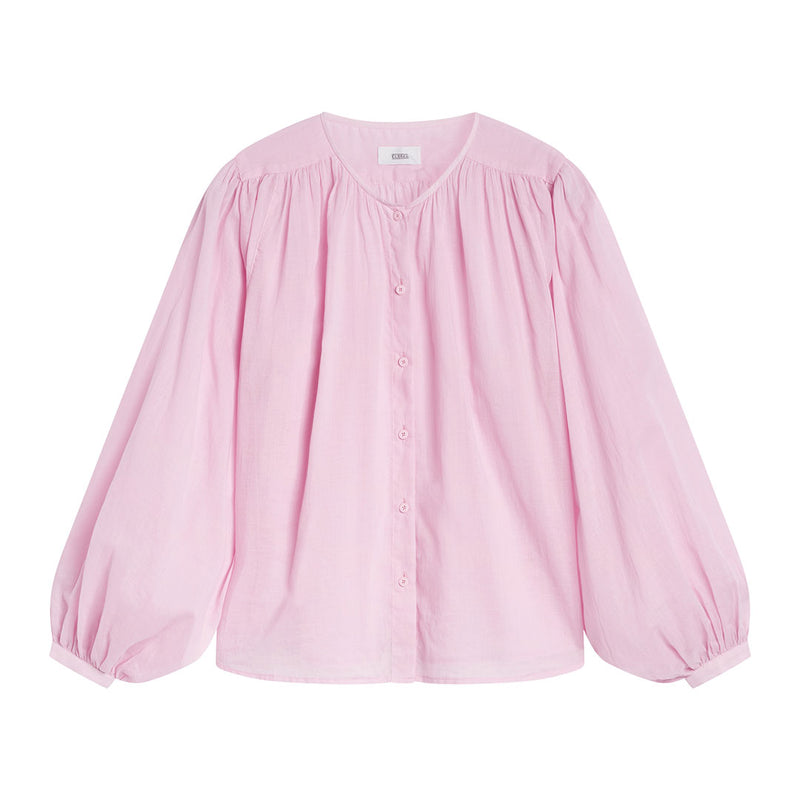 CLOSED Gathered skjorte - dahlia pink