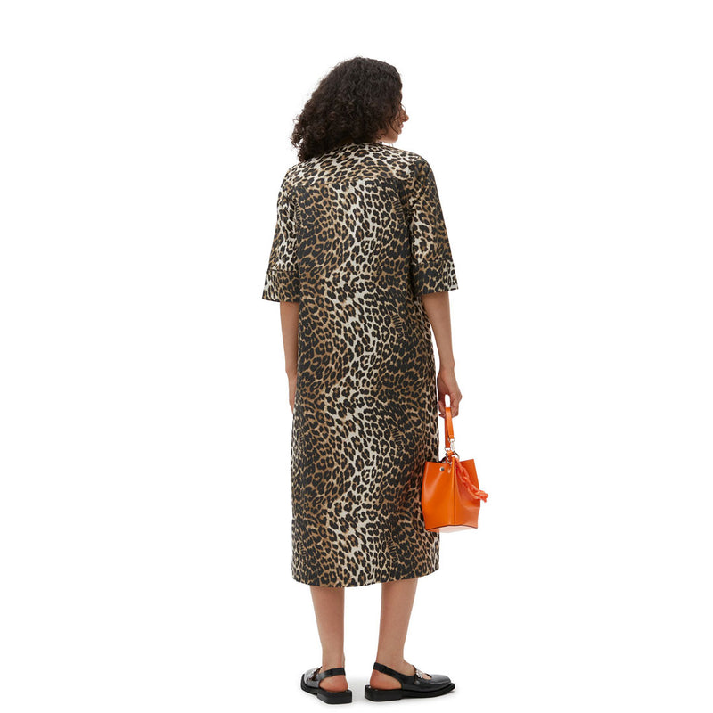 GANNI F7723 Midi kjole - Big leopard