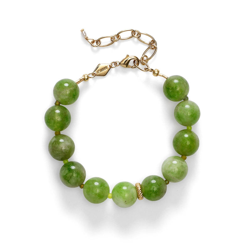 ANNI LU Green Bowl armbånd - grønne perler
