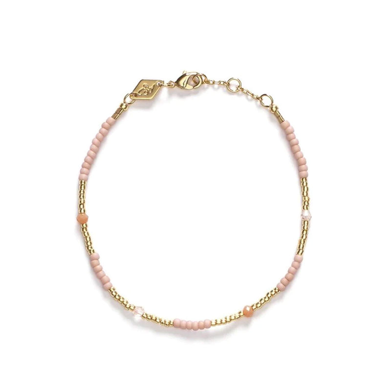 ANNI LU Clemence armbånd - pink sand glasperler