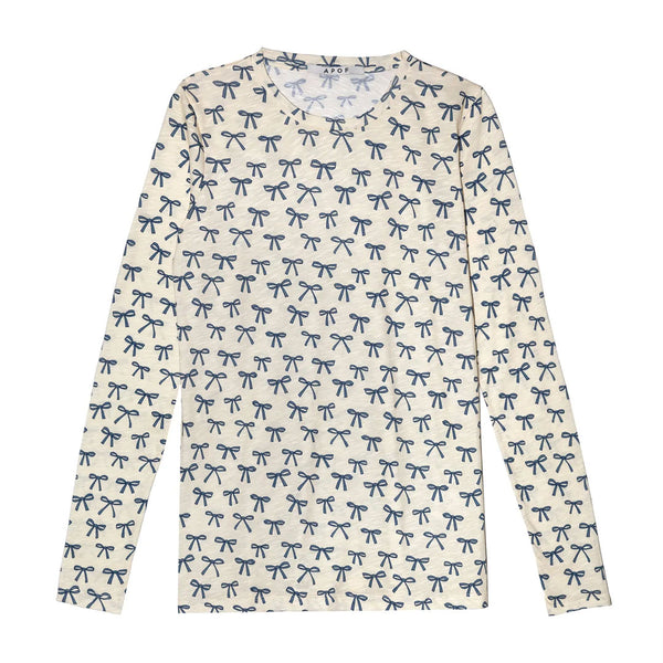 APOF Cinna langærmet T-Shirt - Paris Blue sløjfe print