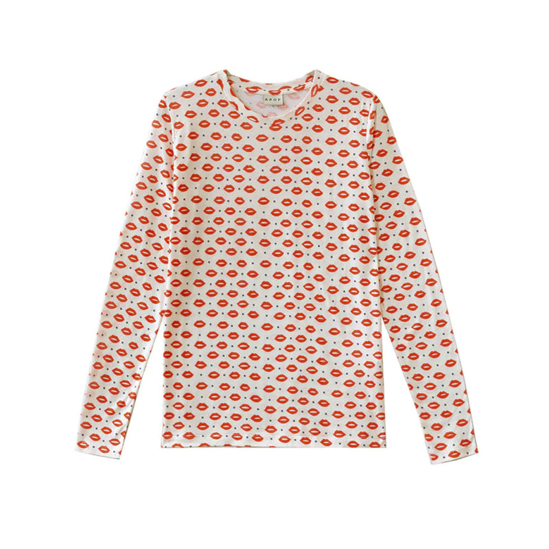 APOF Cinna langærmet t-shirt - Red Kiss print