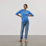 BETA STUDIOS Lady Sleeve cashmere strik - Ocean Blue