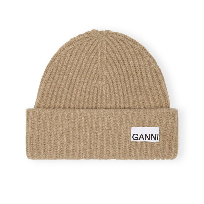 GANNI A4429 Structured Rib Beanie - Brazilian beige