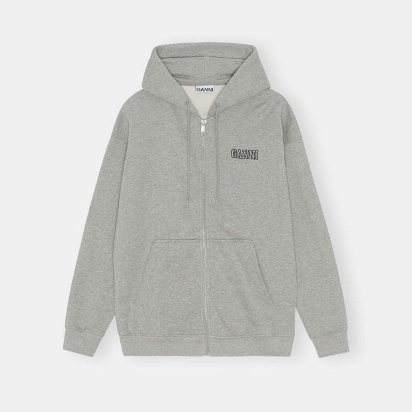 GANNI T3232 Oversized zipper hoodie - Grå