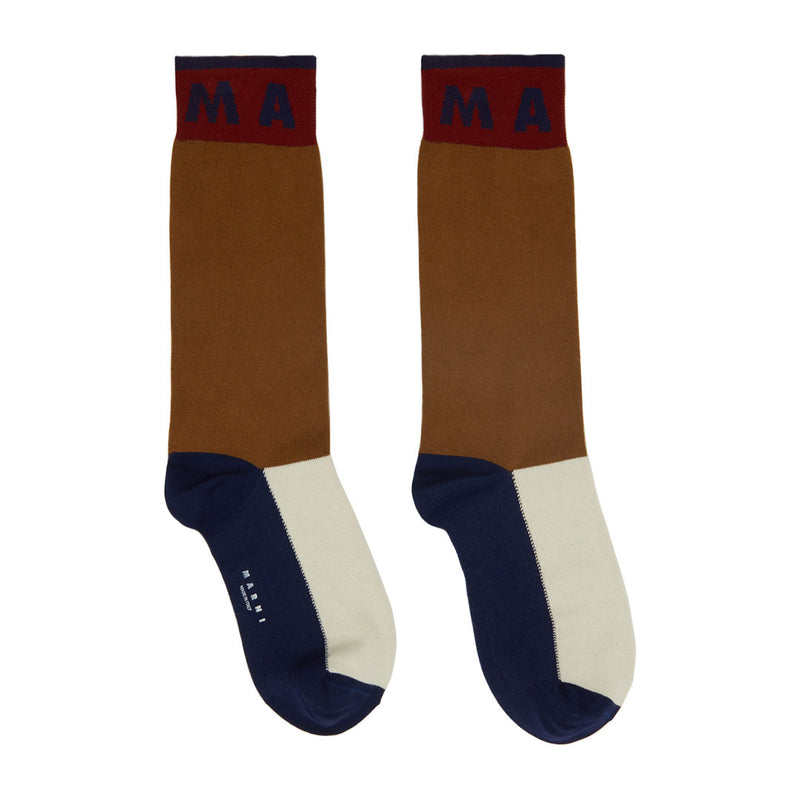MARNI Logo Color block Cotton Socks SKMC0120Q0 - Dune