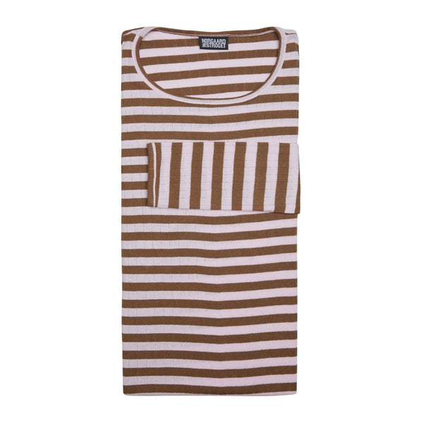 NØRGAARD PÅ STRØGET Broadway stribet #101 bluse - camel/rose