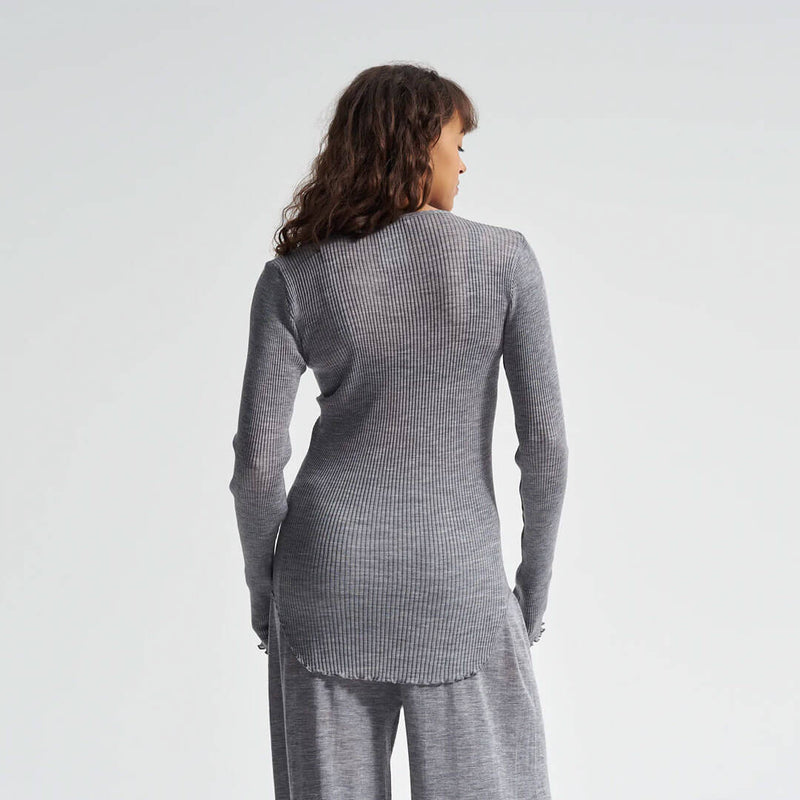 SEAMLESS BASIC Bellezza bluse i 100% uld - grå